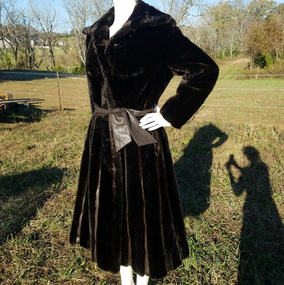 Gorgeous VTG Tissavel Fur Brown Trench Coat S - Picture 3 of 12